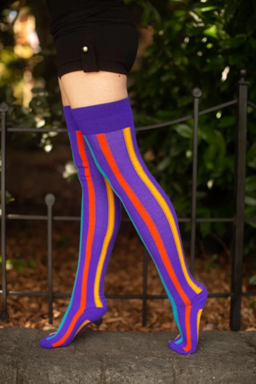 "Dreamer Socks Thigh-High Striped Socks – Thigh's The Limit Vertical Stripe Design"