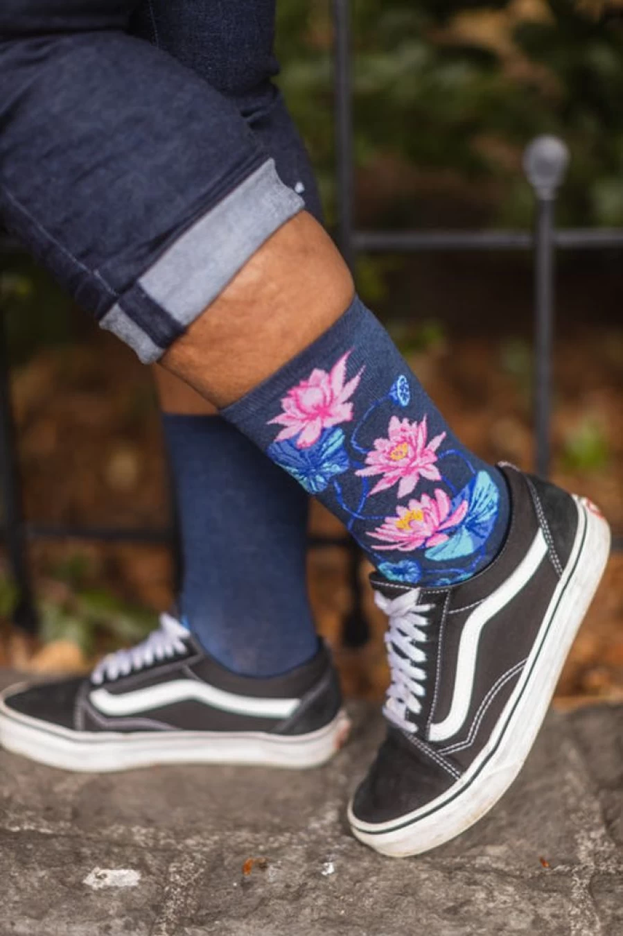 Mod Sock Moonlight Lotus Pattern Cotton Crew Socks for Men and Women
