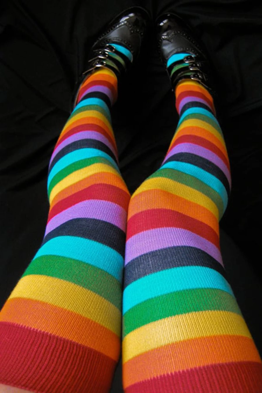 Leg Avenue Acrylic Rainbow Thigh High Socks - Vibrant Striped Knee-High Stockings for Women