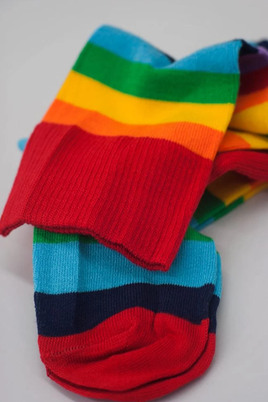 Leg Avenue Acrylic Rainbow Thigh High Socks - Vibrant Striped Knee-High Stockings for Women