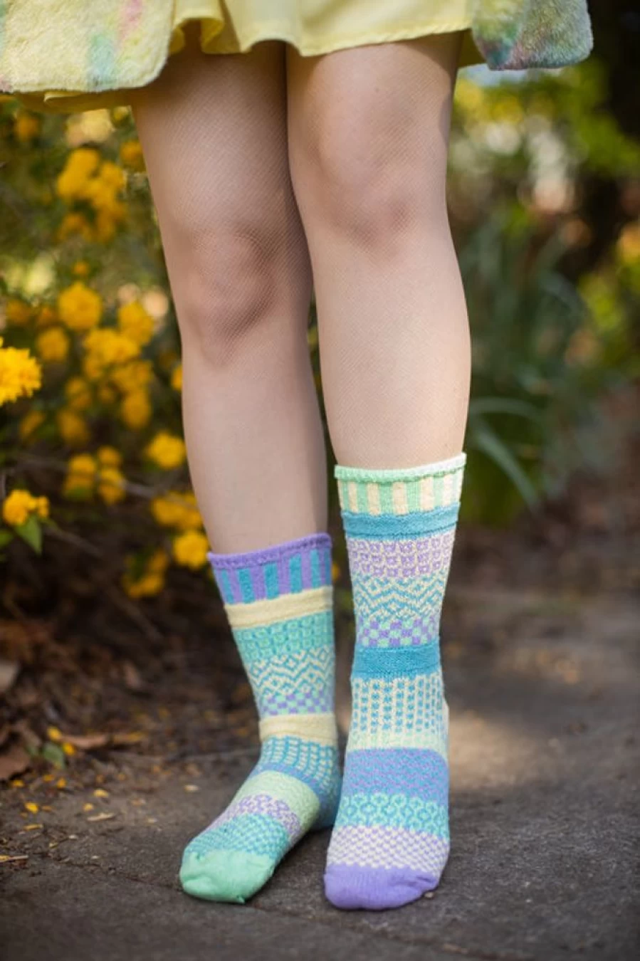 Solmate Chick-A-Dee Crew Socks - Fun & Colorful Mismatched Socks for Women & Men