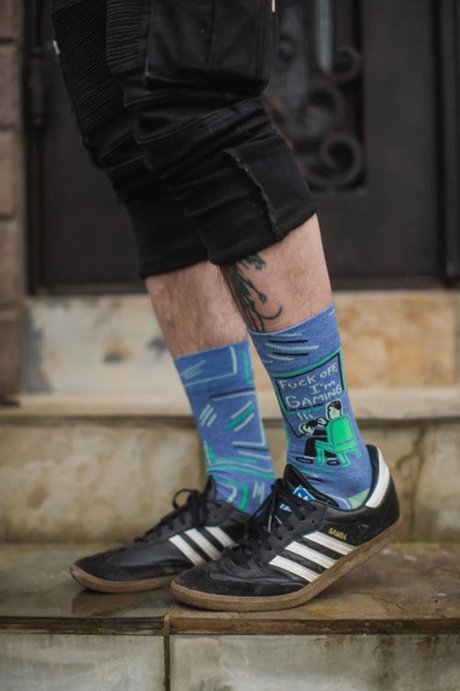 "BlueQ Funny Gaming Socks - F*Ck Off, I'm Gaming Crew Socks for Gamers"