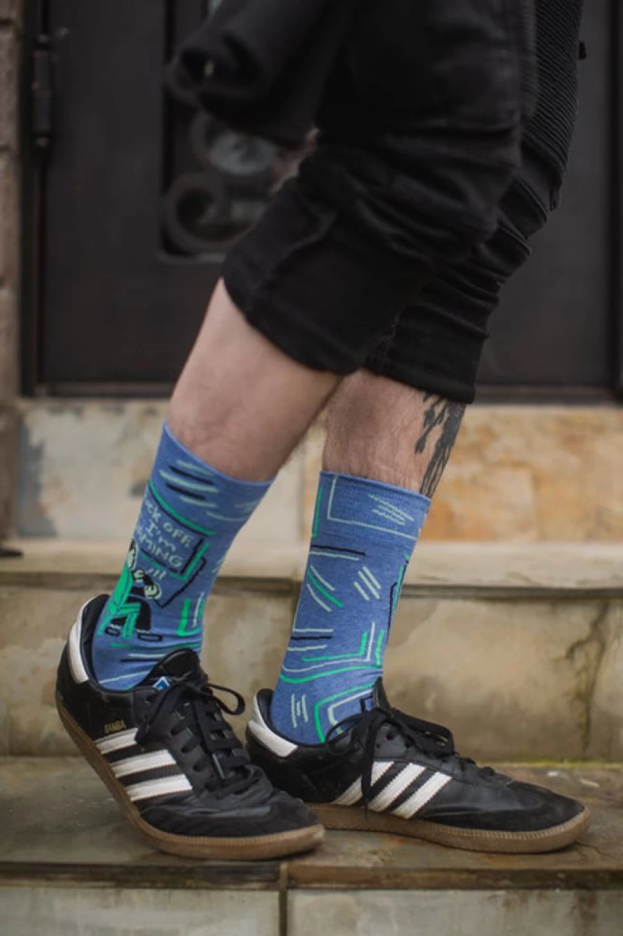 "BlueQ Funny Gaming Socks - F*Ck Off, I'm Gaming Crew Socks for Gamers"
