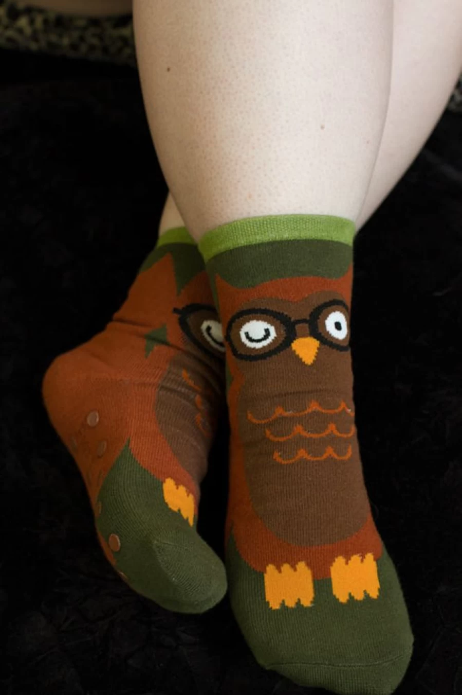 Foot Traffic Cozy Owl Slipper Socks for Women & Men - Warm Plush Animal Design Home Shoes