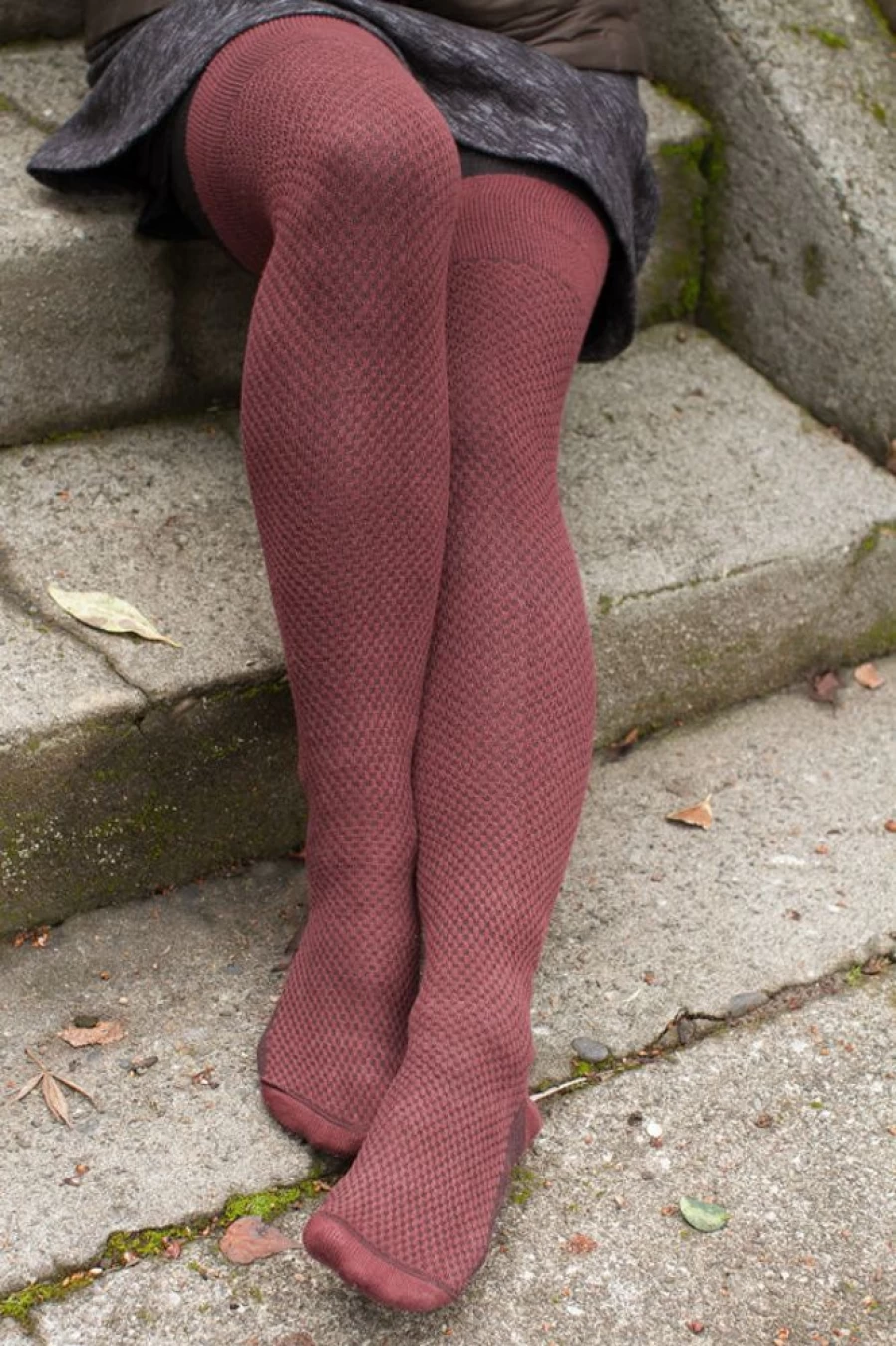 Dreamer Socks Extraordinary Waffle Thigh High Socks for Women - Textured Knit Fashion Knee-High Stockings
