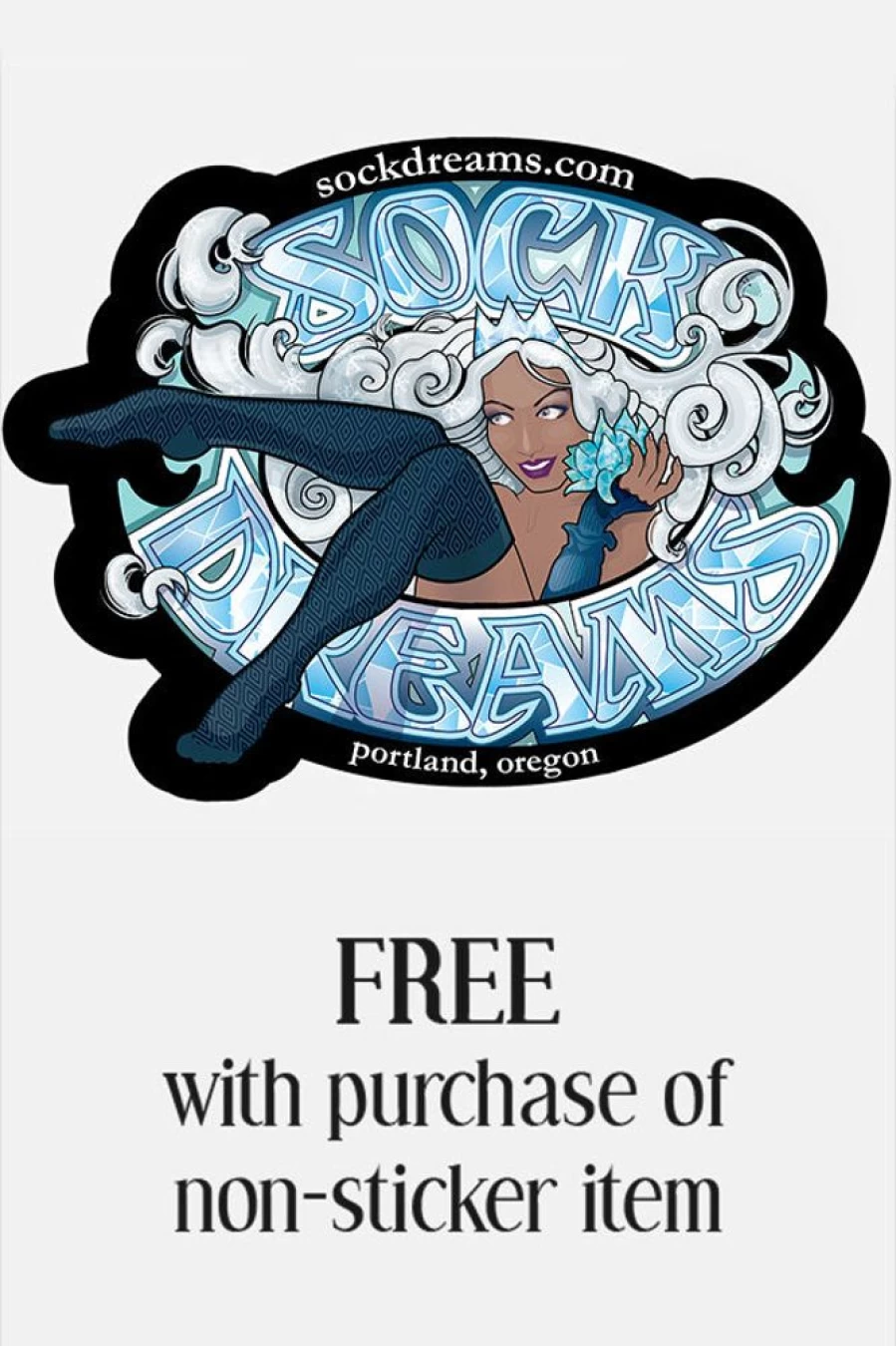 "Sock Dreams Ice Queen Sticker - Elegant Winter-Themed Decal for DIY & Scrapbooking"