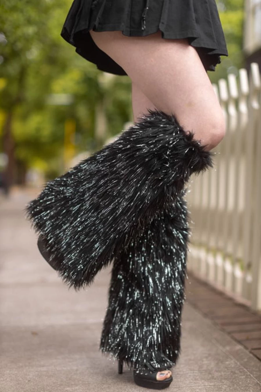 Leg Avenue Furry Glitter Leg Warmers - Lurex Knit Winter Boot Cuffs for Women