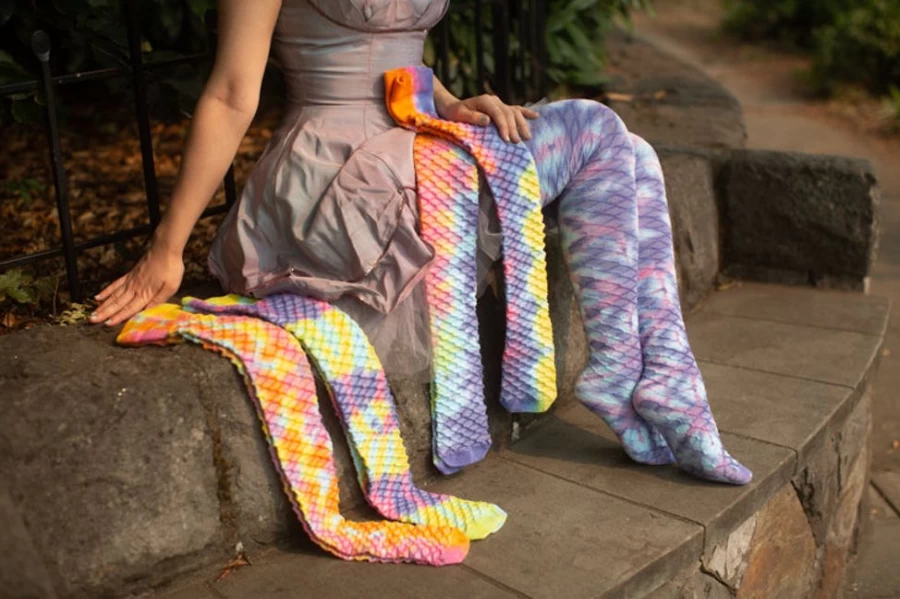 Pastel Tie Dye Thigh High Socks by Love Lite - Carnival Colorful Knee High Stockings