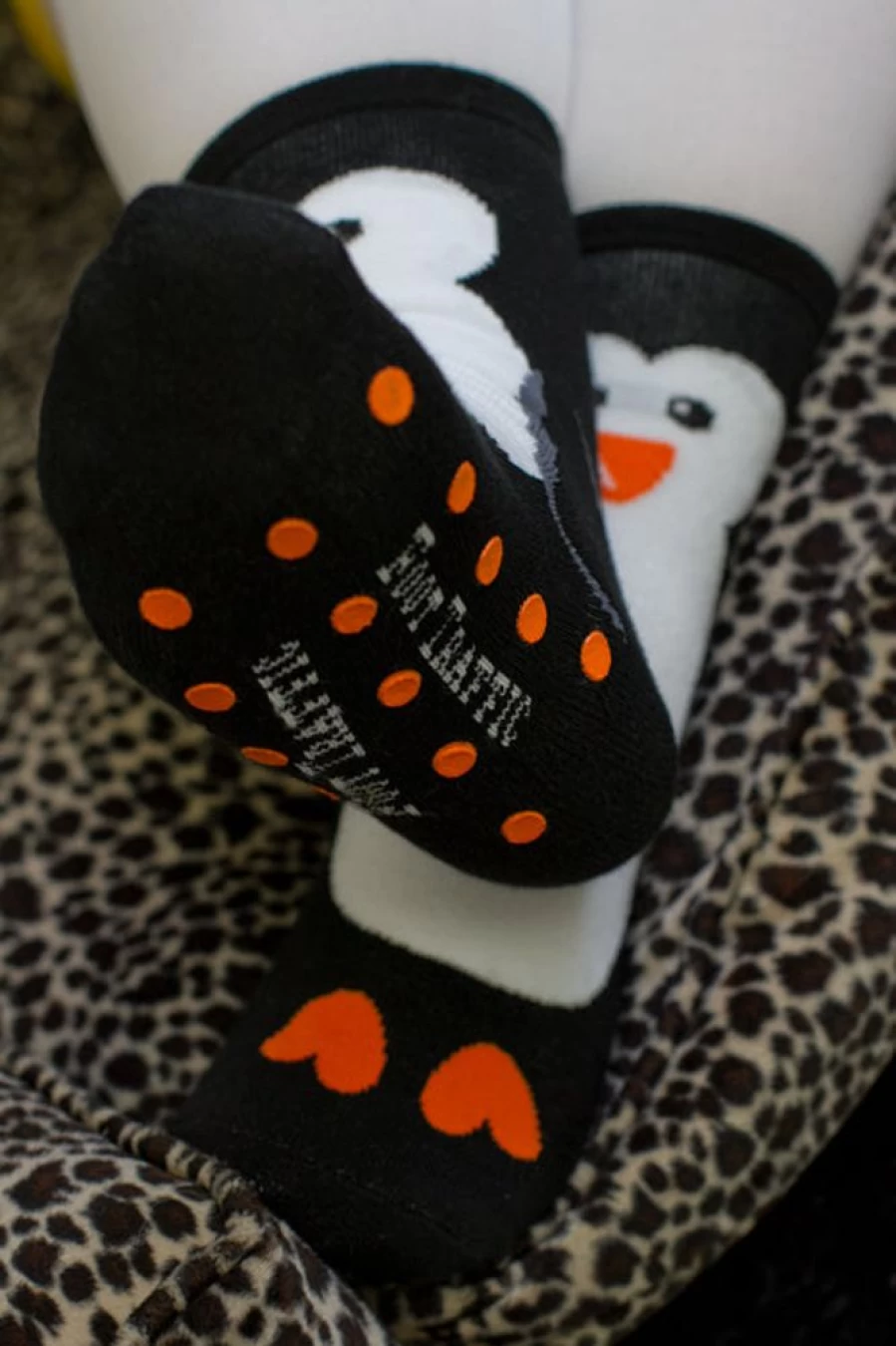 Foot Traffic Cozy Penguin Slipper Socks for Adults - Warm Non-Slip Winter House Shoes