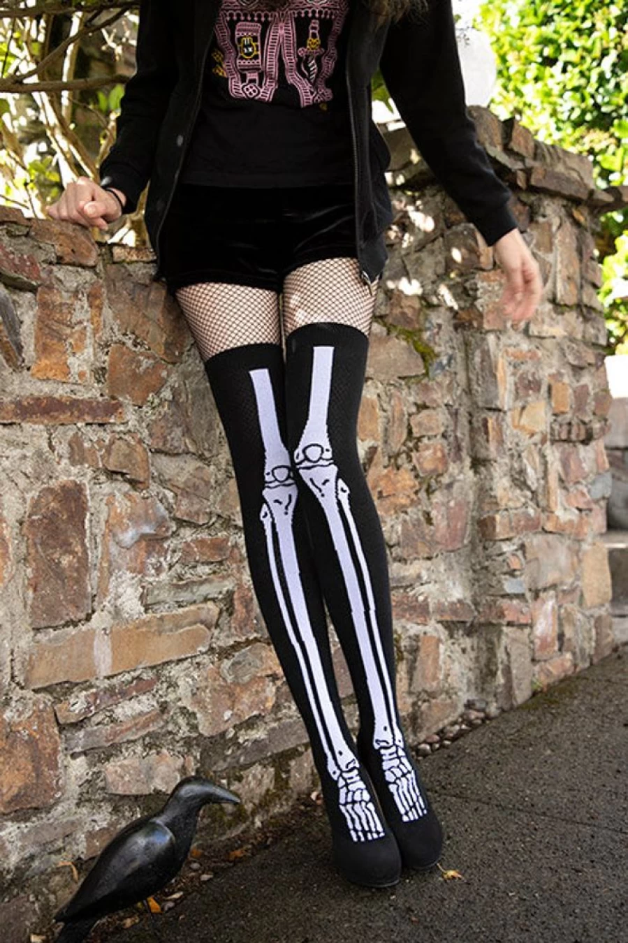 "Tabbisocks Cotton Skeleton Knee-High Socks for Men and Women"
