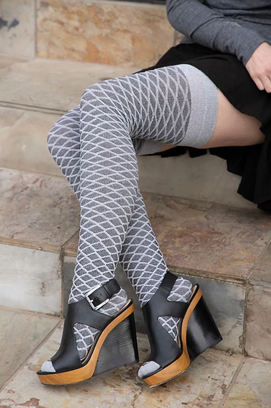 Dreamer Socks Extra Long Diamond Wave Pattern Comfortable Stretchy Socks for Men and Women