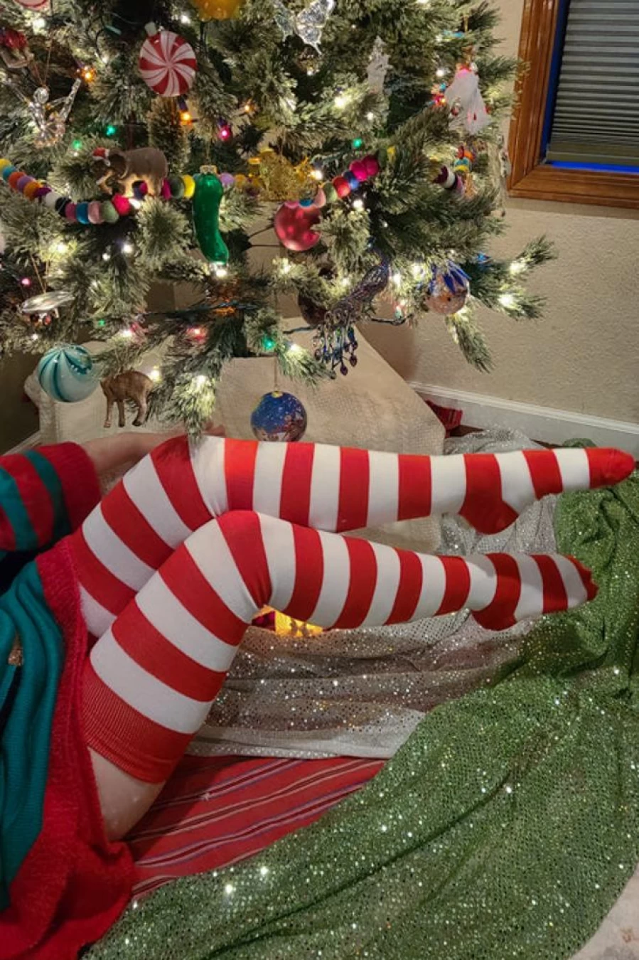 "Dreamer Socks Extra Long Candy Cane Striped Socks for Men & Women"
