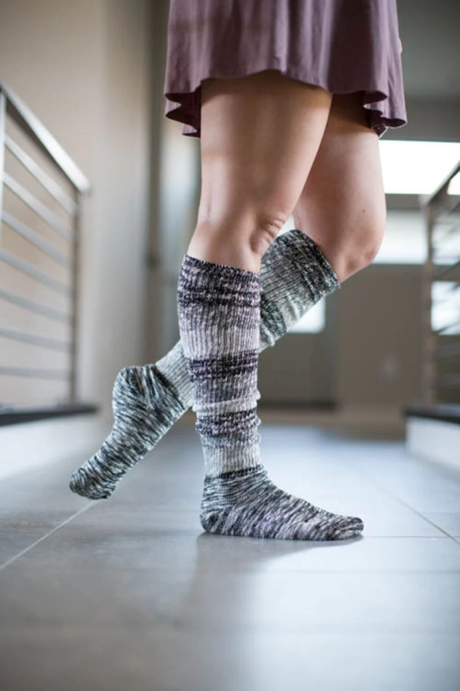 DreaM Stockings Marled Striped Knee-High Socks for Women - Comfortable & Stylish Crew Length Socks