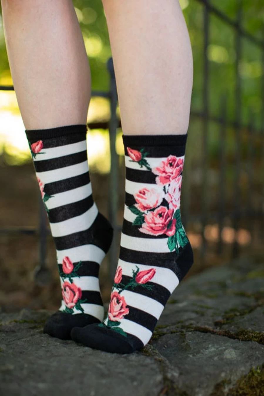 "Mod Sock Romantic Rose Crew Socks - Floral Pattern Comfortable Casual Wear"