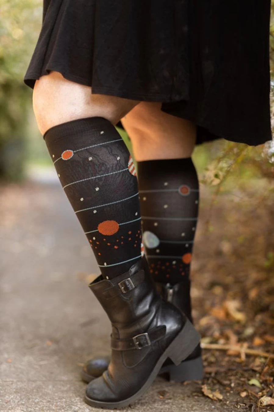 Foot Traffic Planets Compression Knee High Socks for Women & Men - Support & Comfort