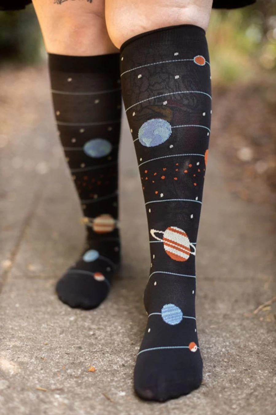 Foot Traffic Planets Compression Knee High Socks for Women & Men - Support & Comfort
