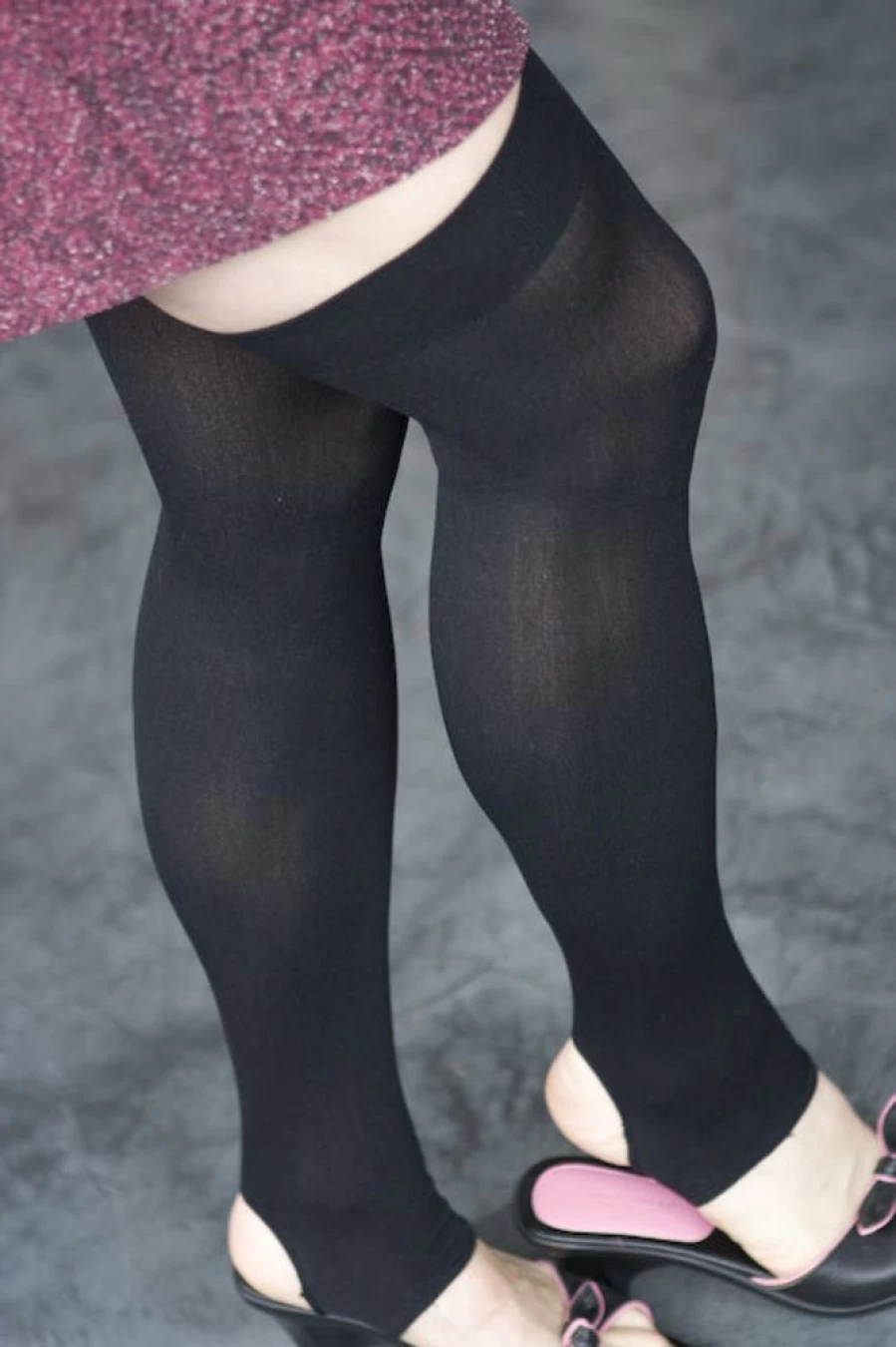 Leg Avenue Opaque Stirrup Thigh High Socks - Sexy Striped Stockings for Women
