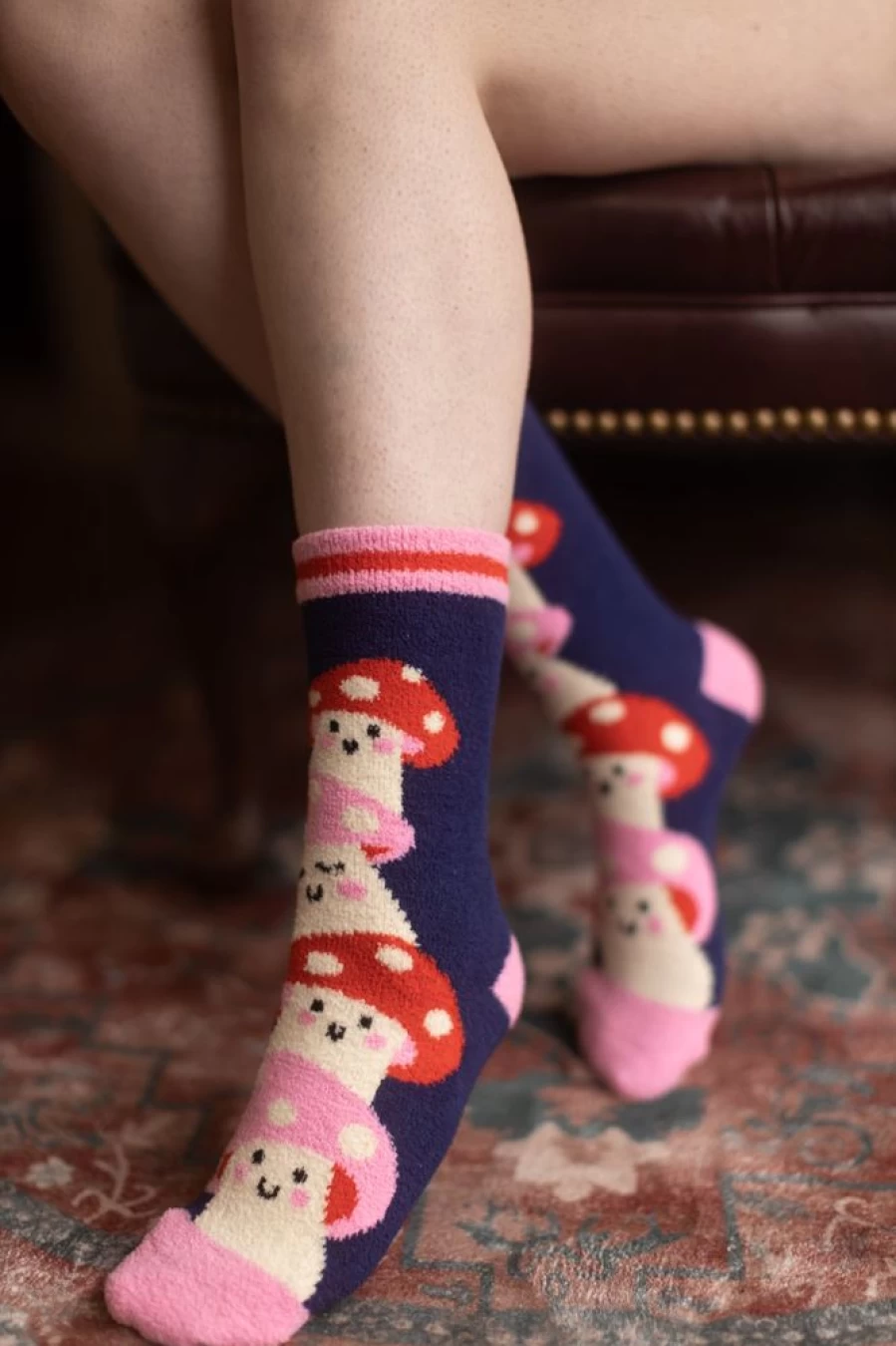 "Sock It To Me Magic Mushroom Slipper Socks - Cozy & Whimsical Non-Slip House Shoes"