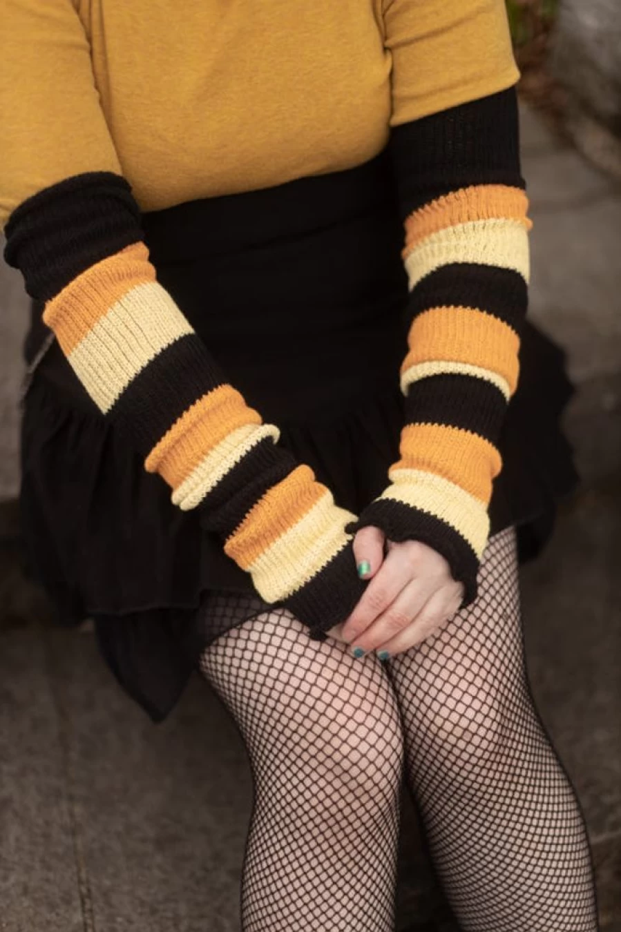"Halloween Striped Leg Warmers - DreaM Stockings Cozy Knit Trick or Treat Accessories"