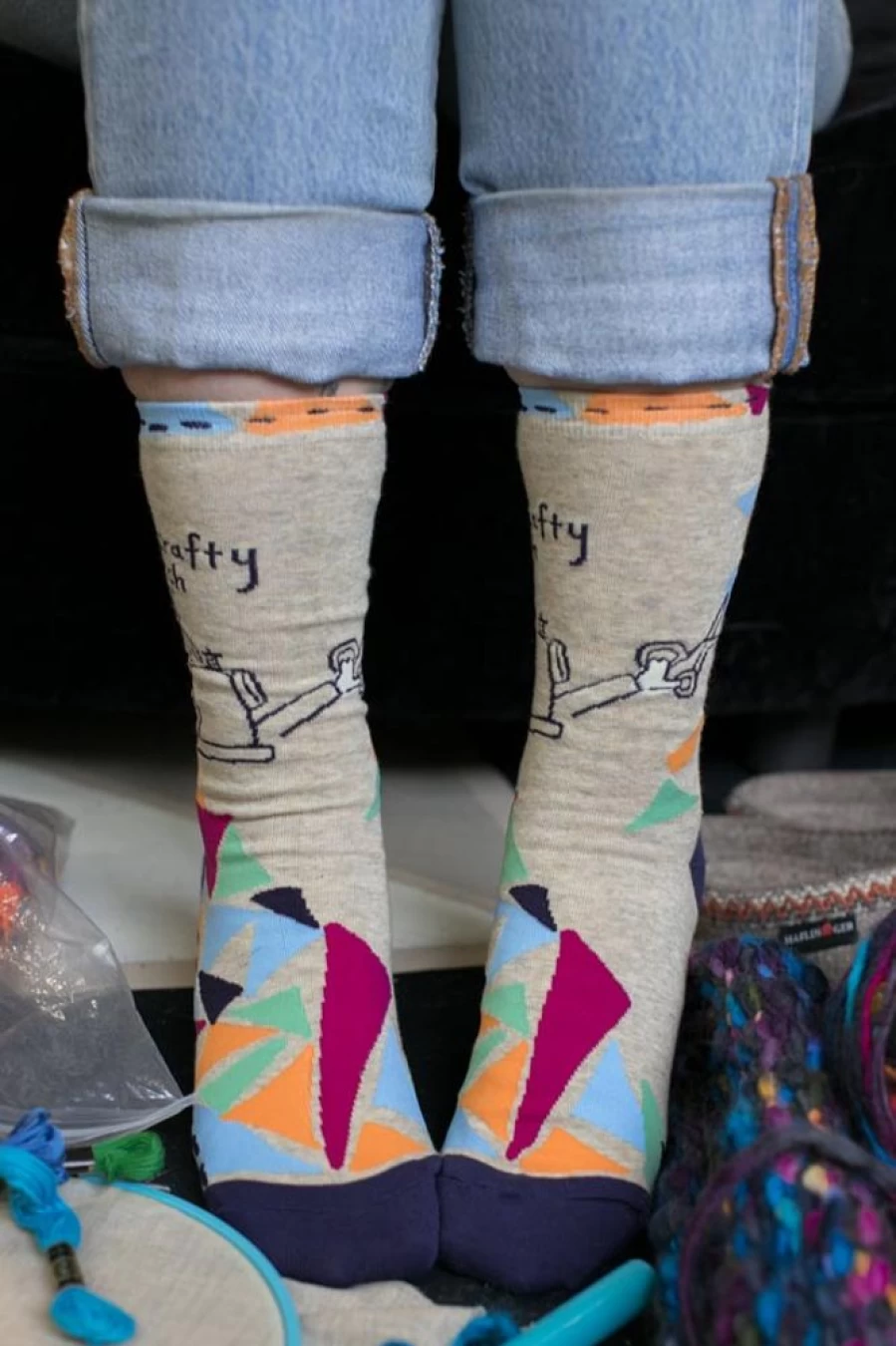 "BlueQ You Crafty Bitch Crew Sarcastic Novelty Socks"