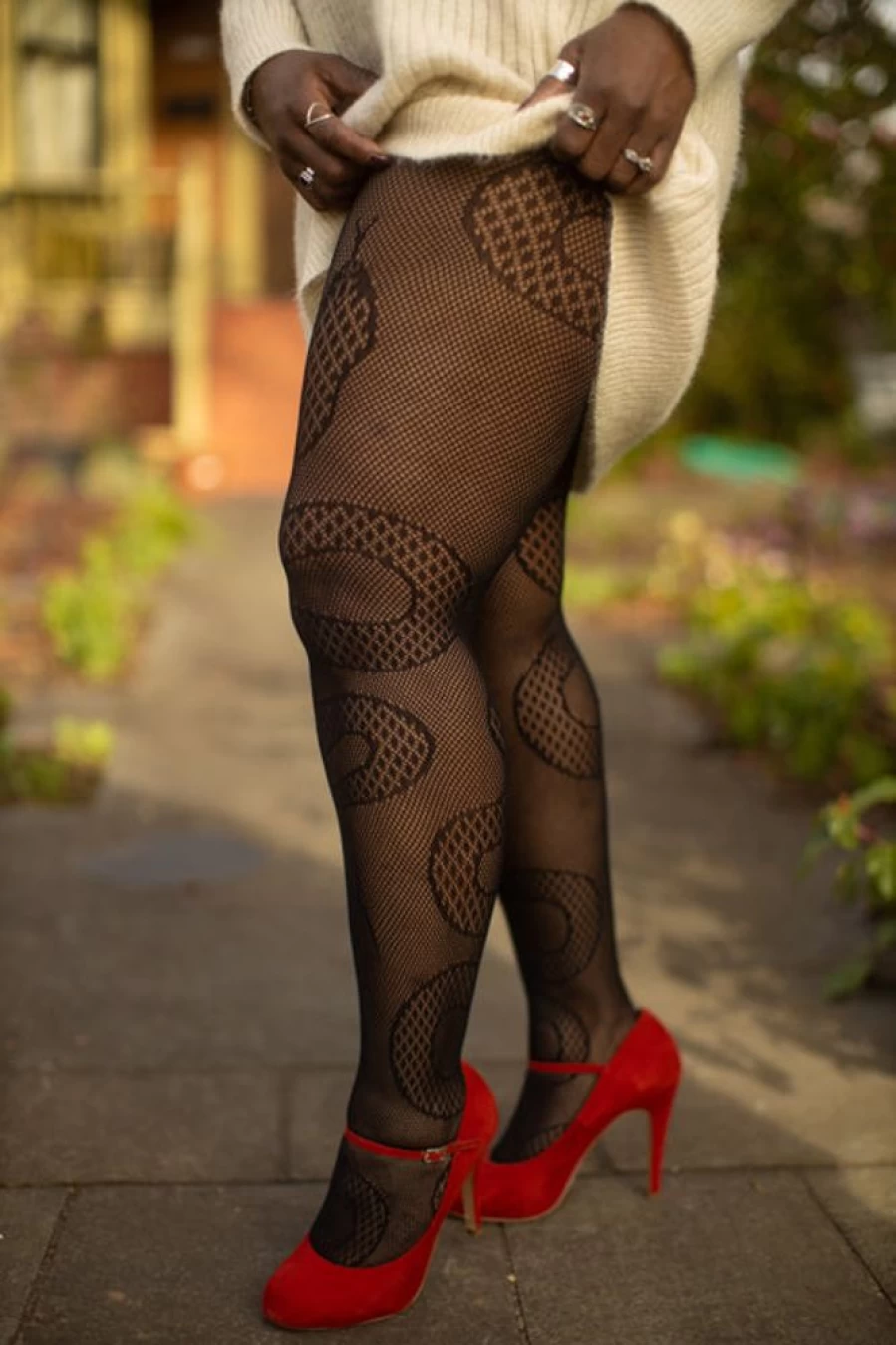 Leg Avenue Plus Size Fishnet Tights with Snake Pattern - Sexy & Stretchy Women's Lingerie Stockings