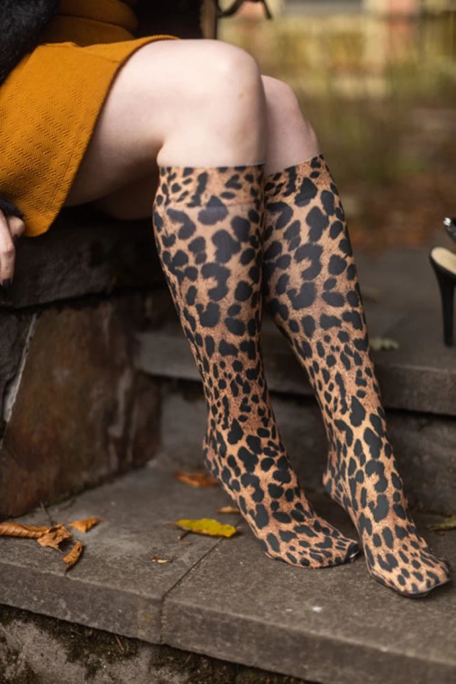 Foot Traffic Leopard Print Trouser Socks for Women - Fashion Animal Pattern Knee-High Socks