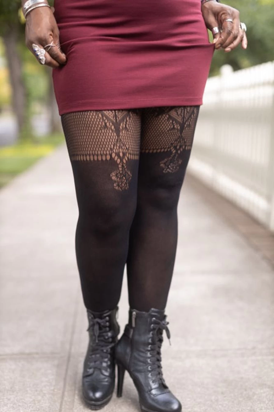 "Killer Legs Plus Size Black Lace Tights – Sheer Net Tights for Women"