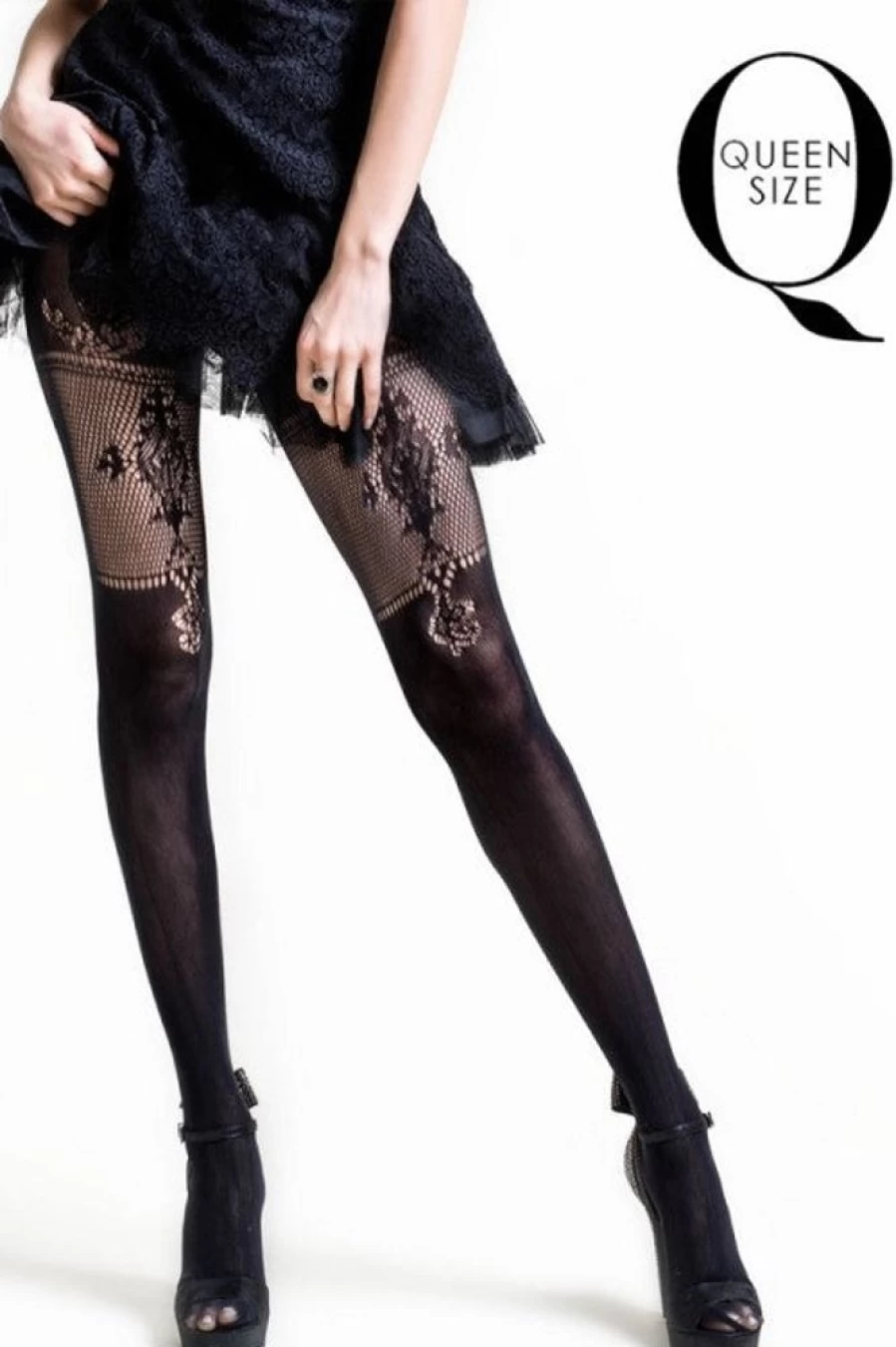 "Killer Legs Plus Size Black Lace Tights – Sheer Net Tights for Women"