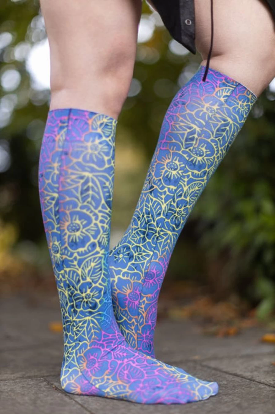 "Foot Traffic Floral Batik Print Trouser Socks for Women - Stylish & Comfortable Knee-High Socks"