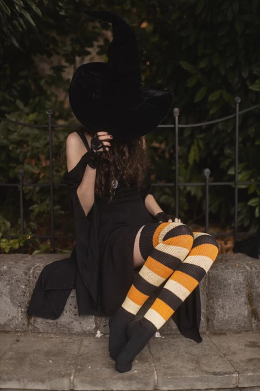 "Dream Stockings Trick or Treat Stripes Thigh High Socks - Halloween Striped Knee-High Stockings"