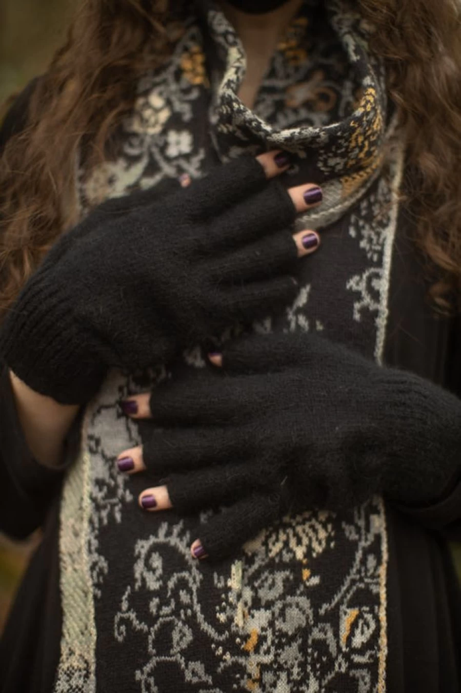 Orkney Angora Wool Fingerless Gloves for Winter Warmth & Comfort