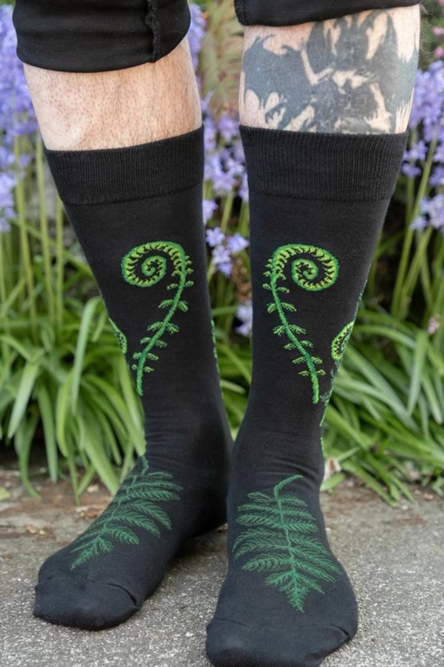 Mod Sock Ferns & Fiddleheads Midcalf Socks - Botanical Knee-High Hosiery