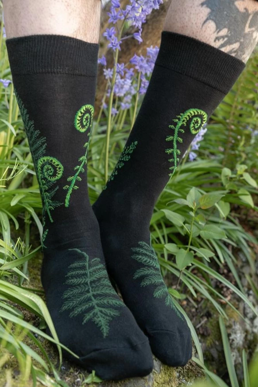Mod Sock Ferns & Fiddleheads Midcalf Socks - Botanical Knee-High Hosiery