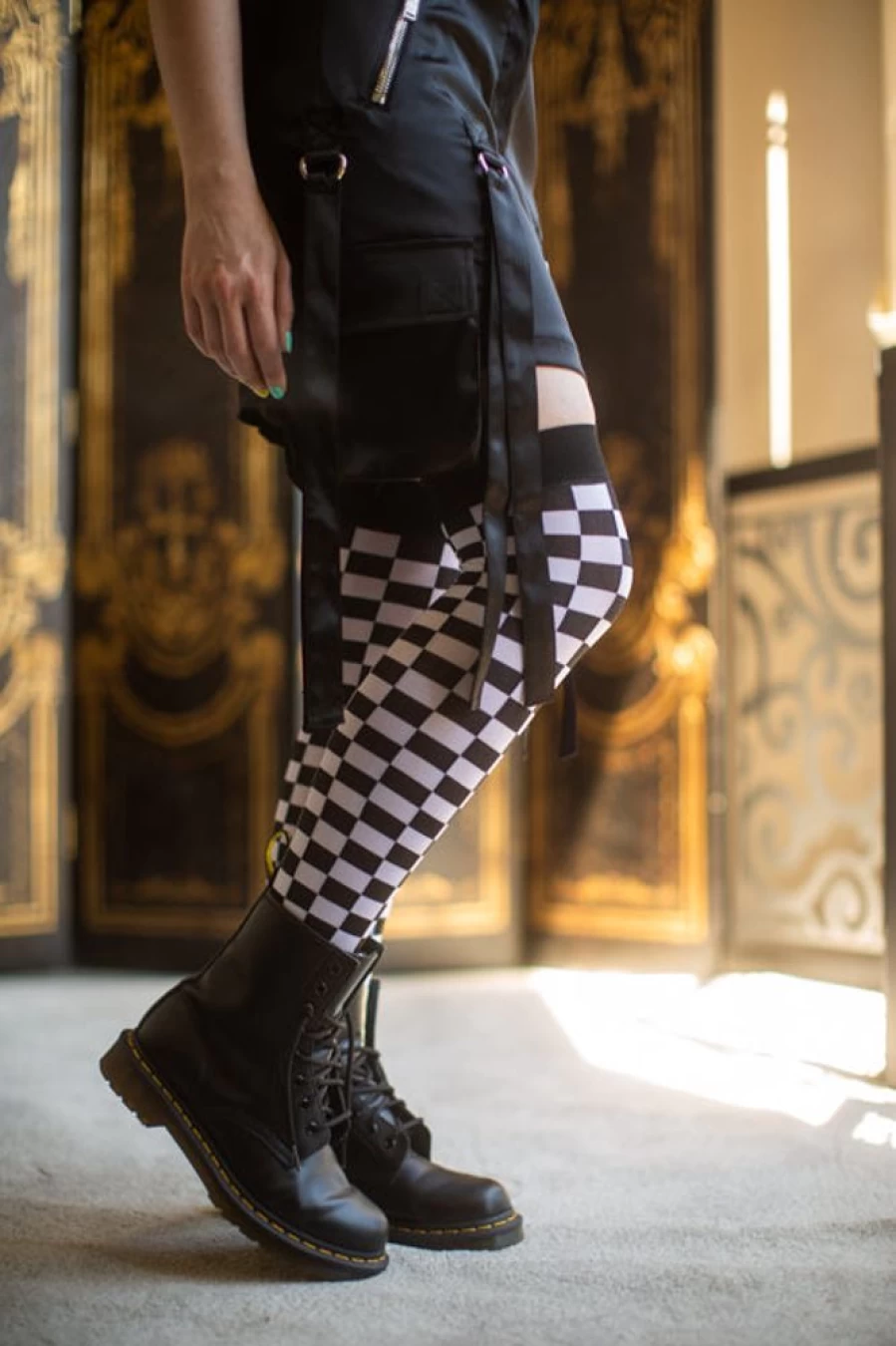 Leg Avenue Checkered Over The Knee Socks - Stylish Thigh-High Stockings for Women