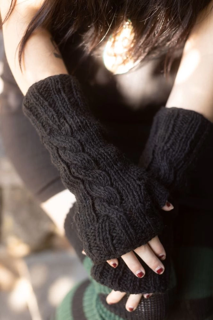 The Collection Royal Cable Knit Wool Arm Warmers – Cozy Hand Knitted Fingerless Gloves for Women & Men
