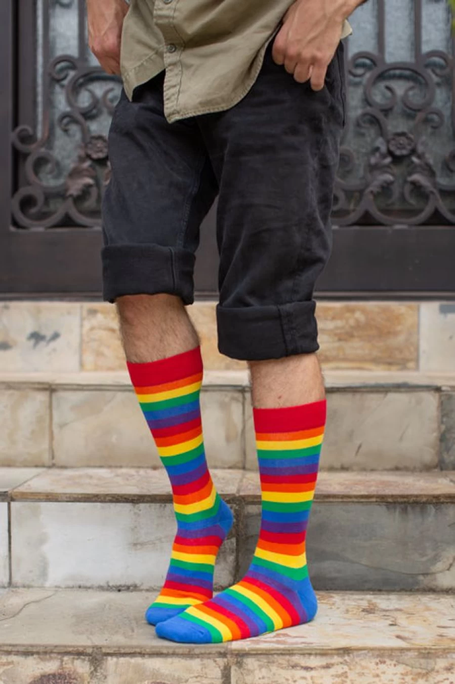 Mod Sock Classic Rainbow Striped Crew Socks - Colorful Comfortable Casual Wear