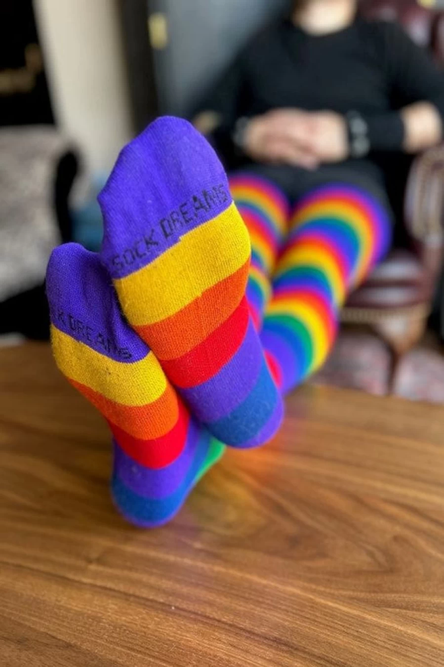 "Dreamer Socks XL Rainbow Extra Long Vibrant Colorful Novelty Socks for Men & Women"