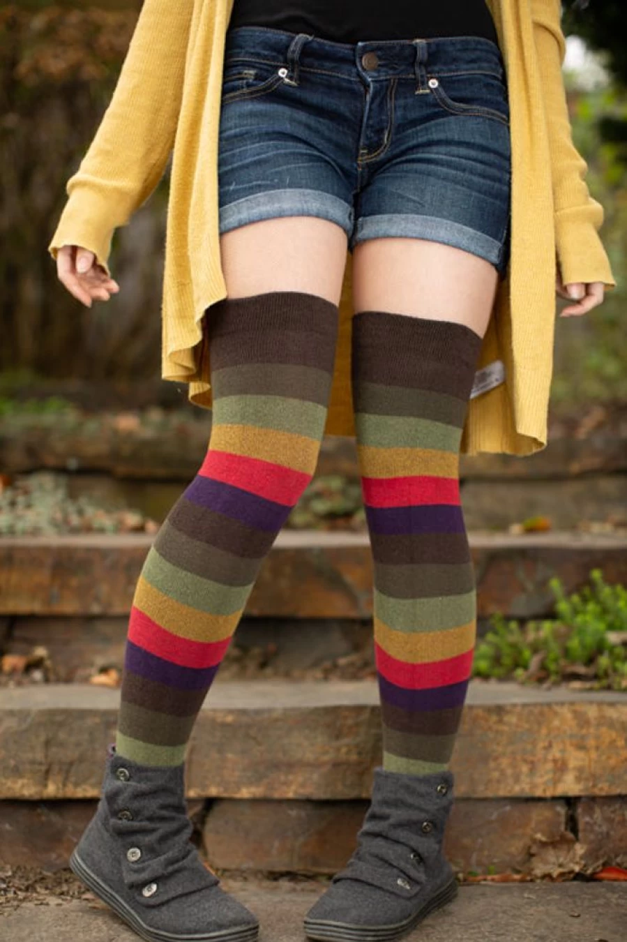 "Dreamer Socks Women's Autumn Striped Thigh High Socks – Extraordinary Comfort & Style"