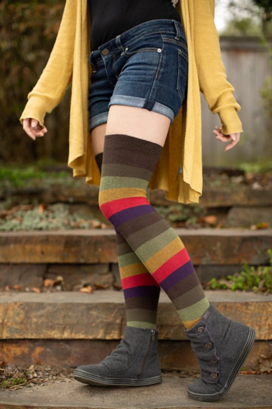 "Dreamer Socks Women's Autumn Striped Thigh High Socks – Extraordinary Comfort & Style"