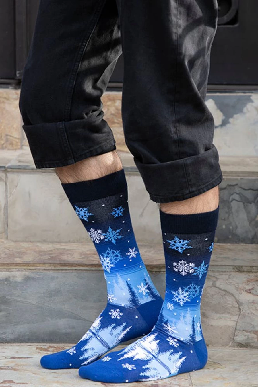 Mod Sock Snowflakes Crew Socks - Festive Winter Knit Socks for Men & Women
