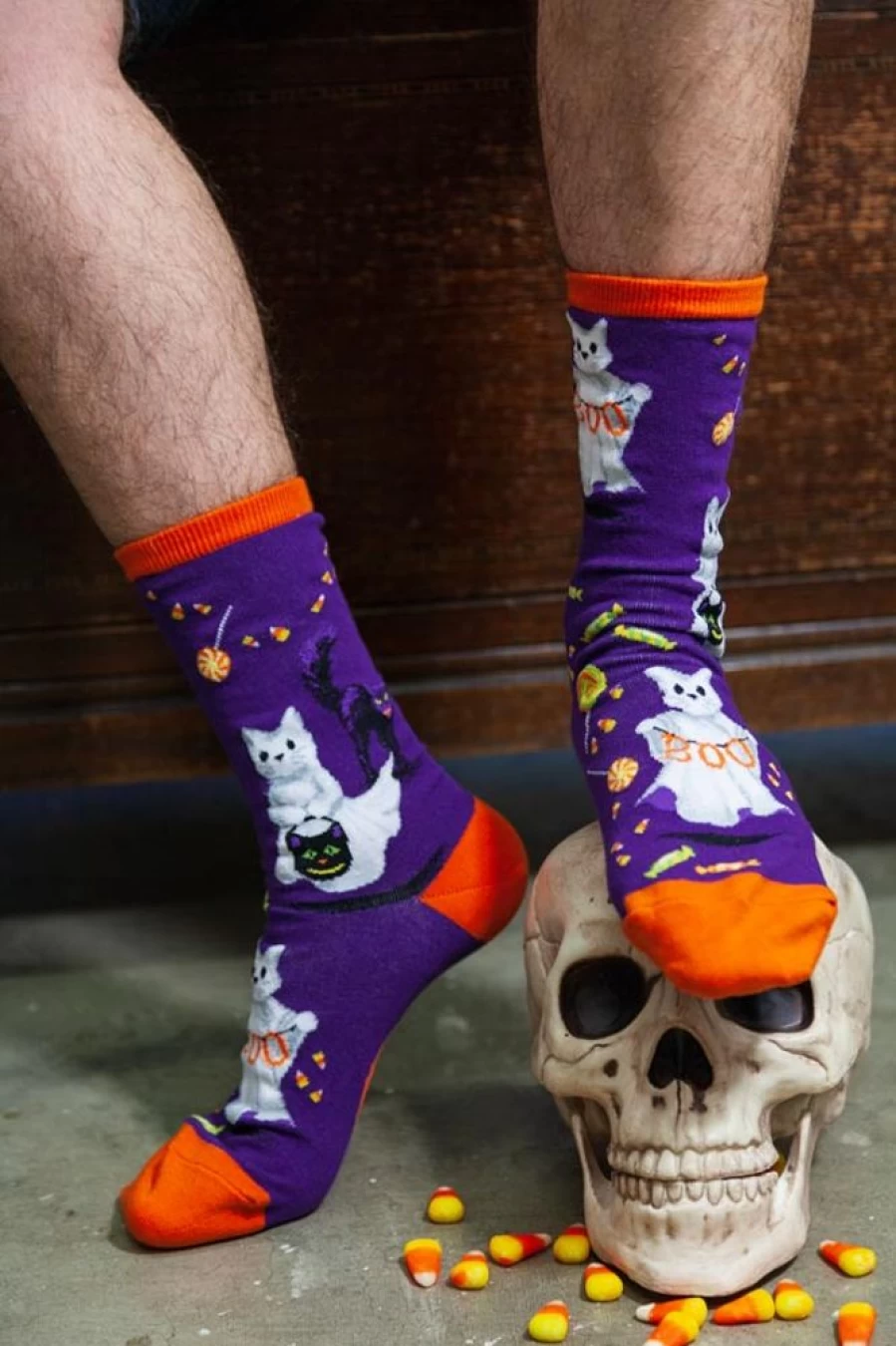 Mod Sock Catspurr The Feline Ghost Crew Novelty Socks