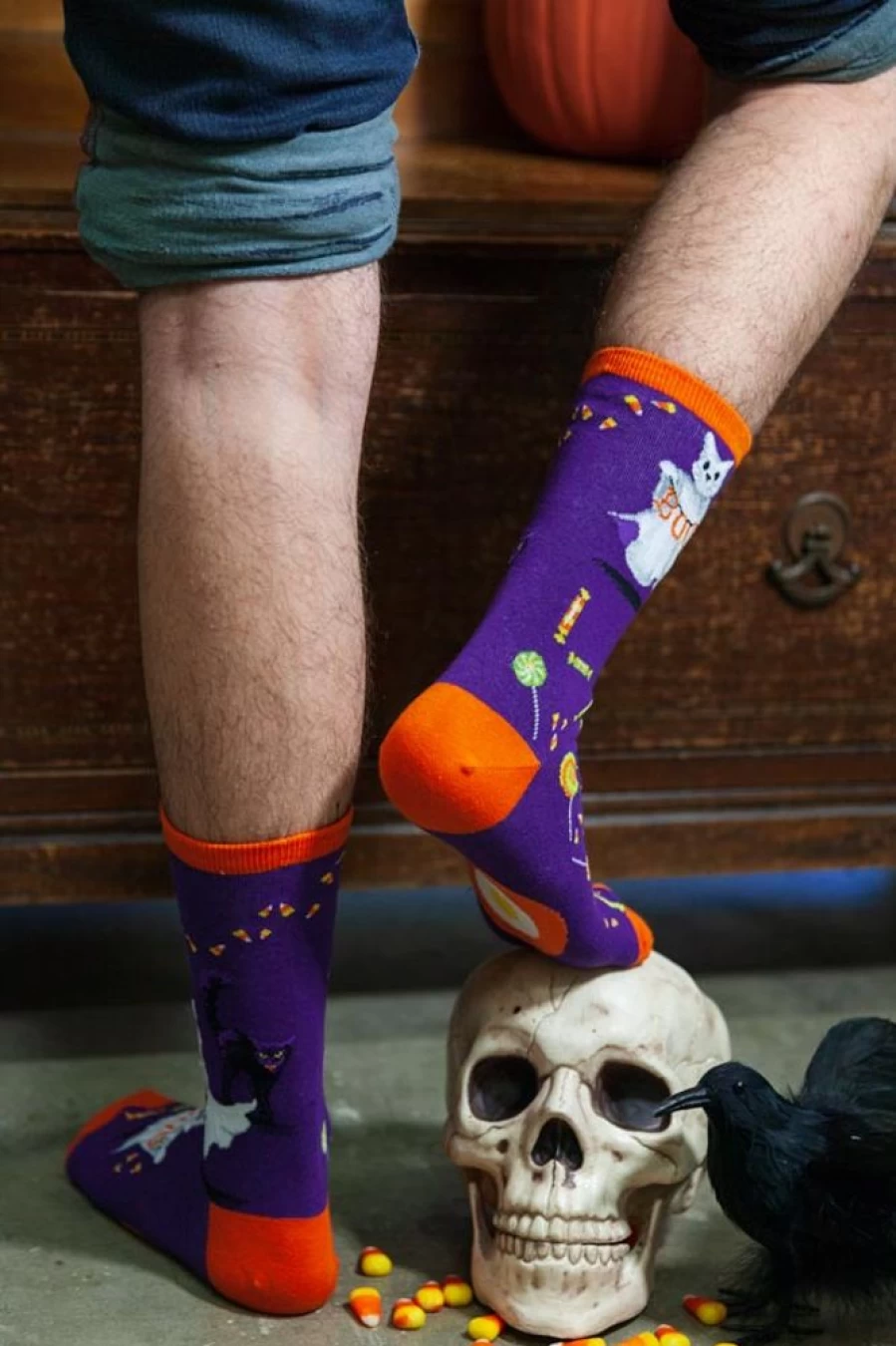 Mod Sock Catspurr The Feline Ghost Crew Novelty Socks