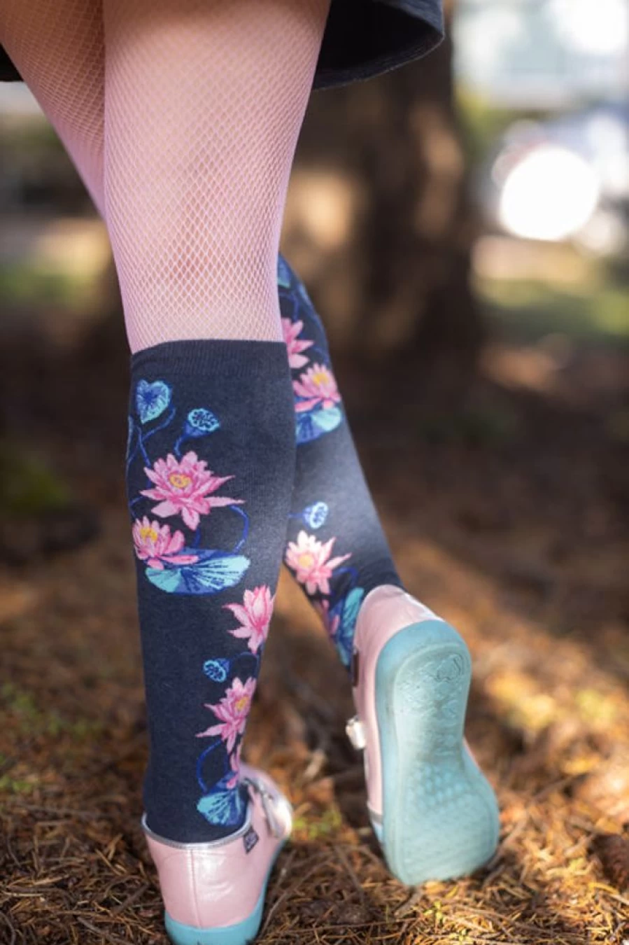 Mod Sock Women's Moonlight Lotus Knee High Socks - Floral Print Fashion Socks for Women
