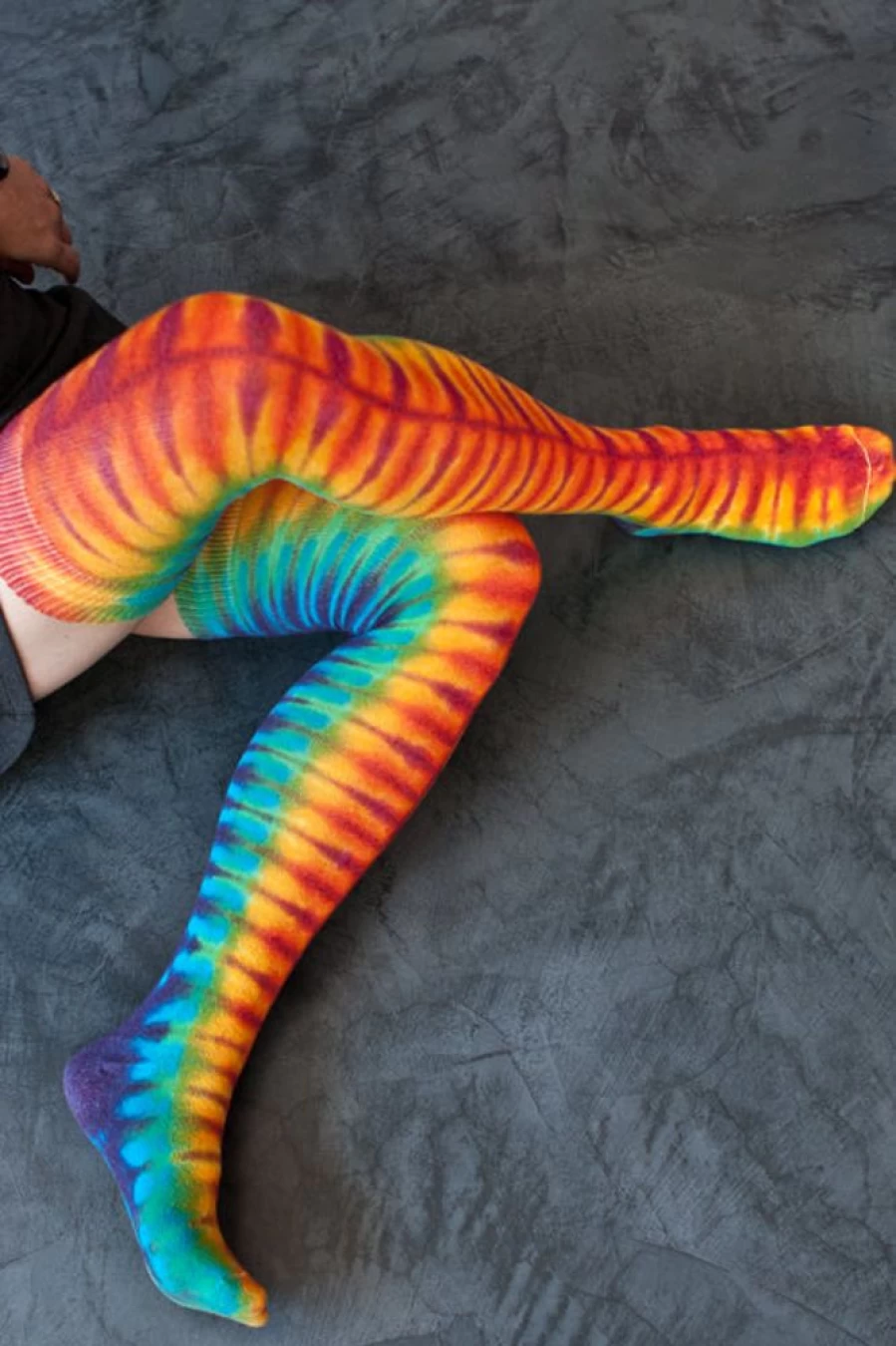 "Love Lite Precision Tie Dye Thigh High Socks - Vibrant Extraordinary Tie Dye Pattern"