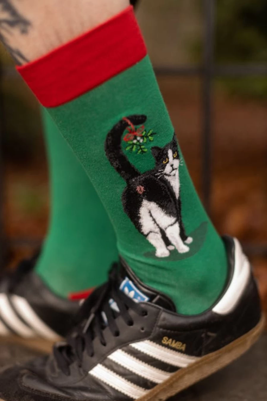 "Mod Sock Funny Cat Butt Christmas Socks - Holiday Novelty Crew Socks"