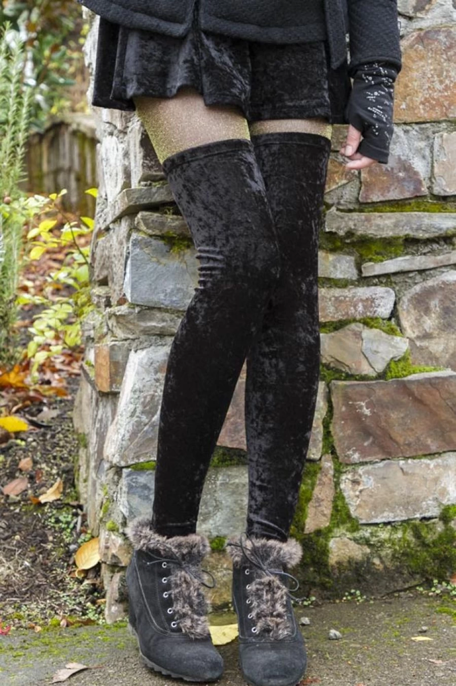 Leg Avenue Women's Crushed Velvet Thigh High Socks - Soft & Stylish Over The Knee Socks