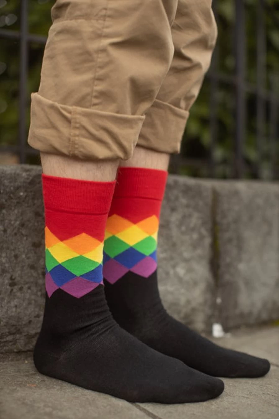 Happy Socks Pride Faded Diamond Crew Socks Colorful LGBTQ+ Comfortable Casual Stretchable
