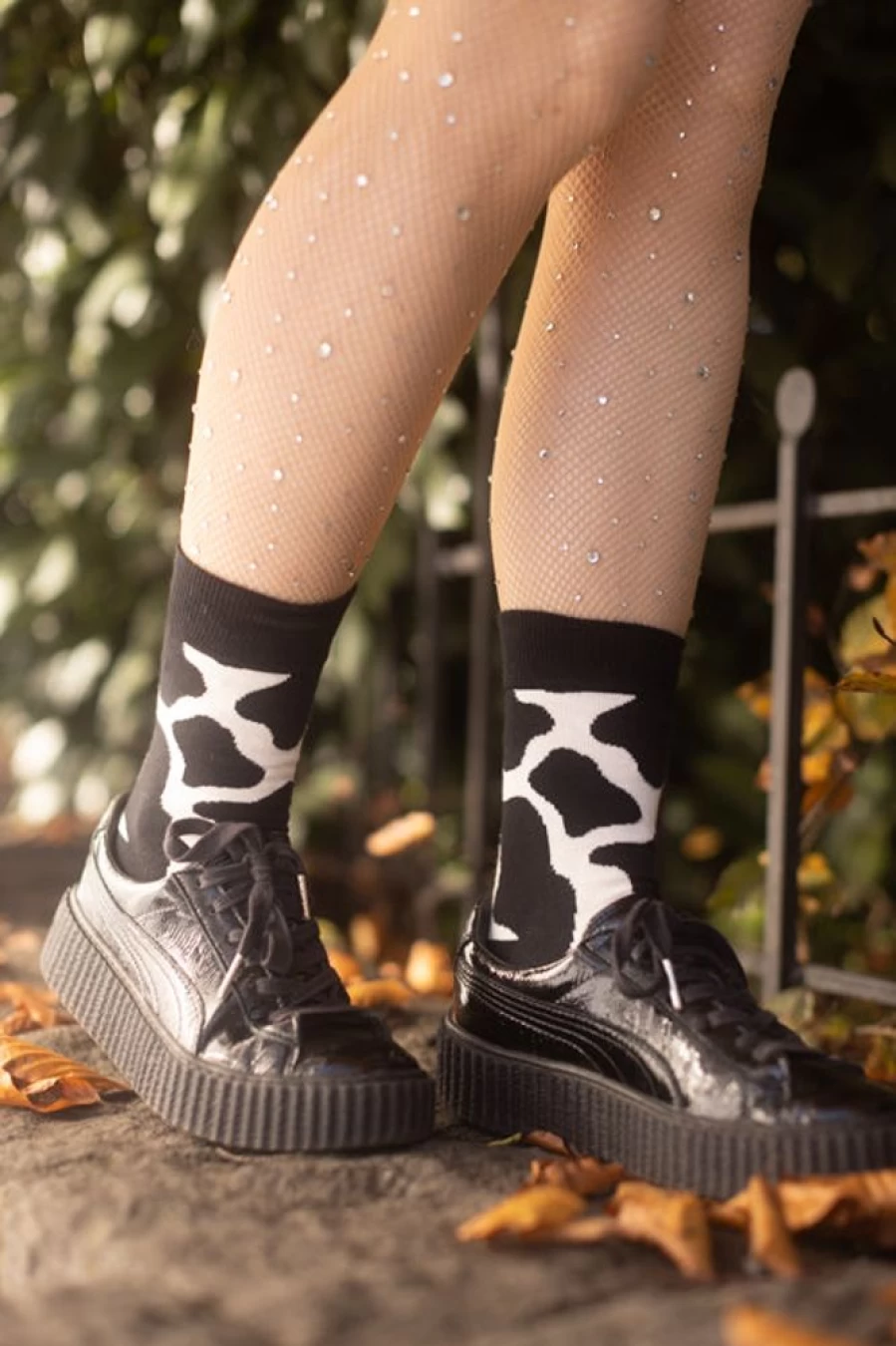 Happy Socks Cow Print Crew Socks - Fun Animal Print Design for Men & Women