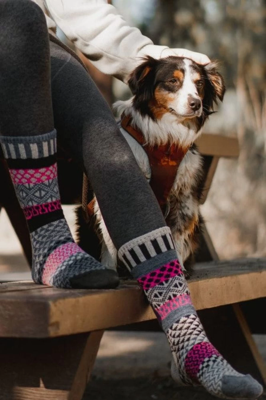 Solmate Dogwood Wool Crew Socks for Men & Women - Cozy Handknit Merino Wool Socks, Warm Hiking & Casual Wear, Unique Floral Design