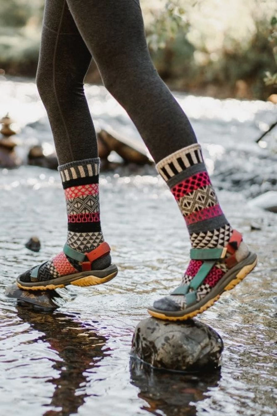 Solmate Dogwood Wool Crew Socks for Men & Women - Cozy Handknit Merino Wool Socks, Warm Hiking & Casual Wear, Unique Floral Design
